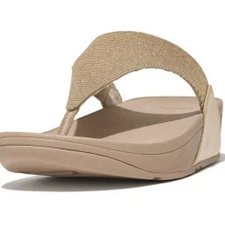 Slippers-FitFlop Lulu Shimmerlux Toe-Post slippers latte beige