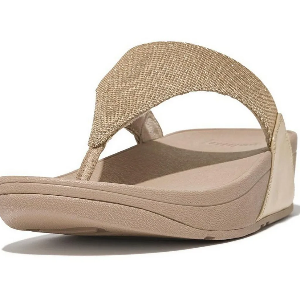 Slippers-FitFlop Lulu Shimmerlux Toe-Post slippers latte beige