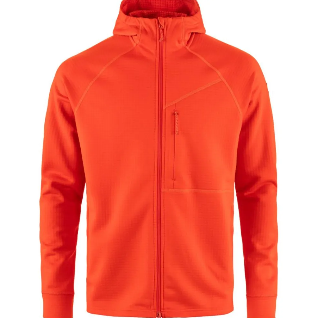 Fleece Vest-Fjällräven Abisko Grid Hoodie fleece vest heren flame orange