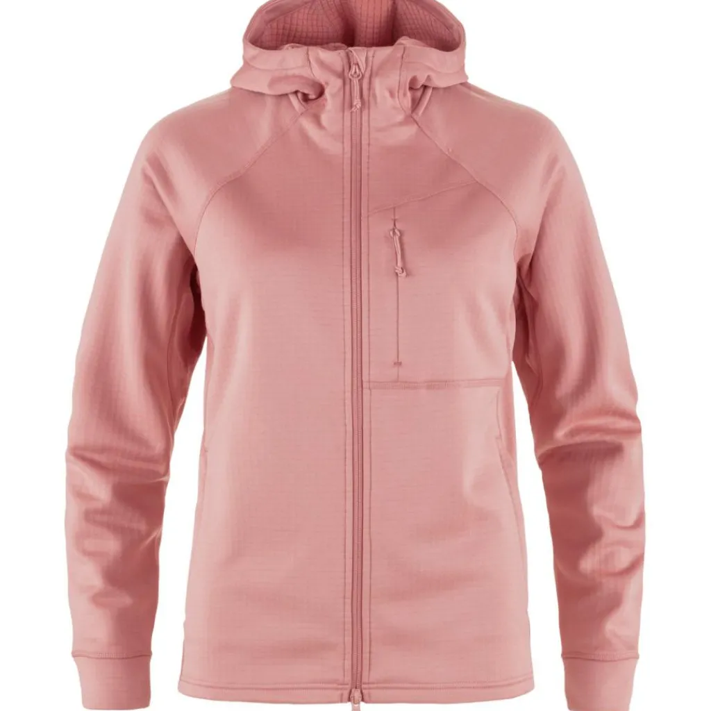 Fleece Vest-Fjällräven Abisko Grid Hoodie fleece vest dames dusty rose