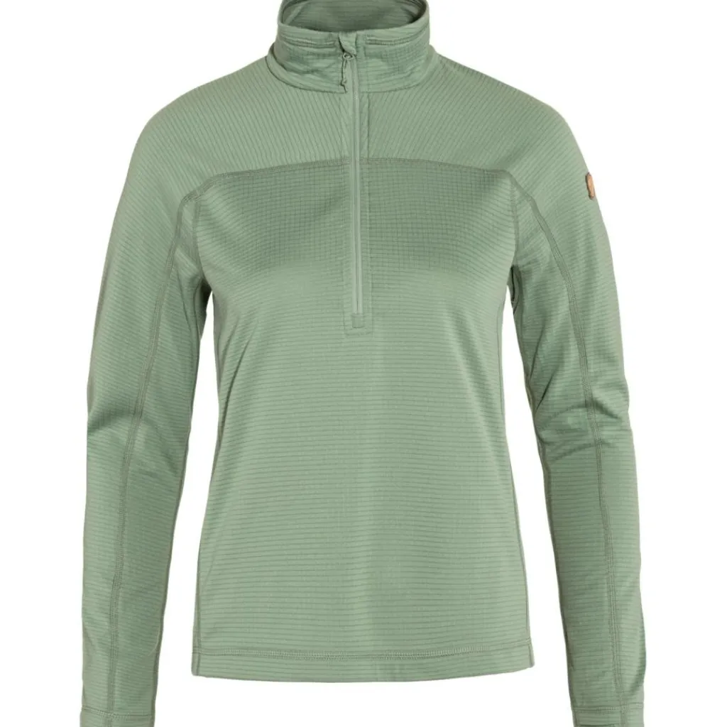 Outdoor Shirt-Fjällräven Abisko Lite Fleece Half Zip shirt dames misty green