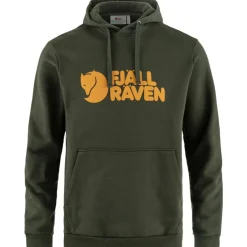 Outdoor Trui-Fjällräven Logo hoodie heren deep forest