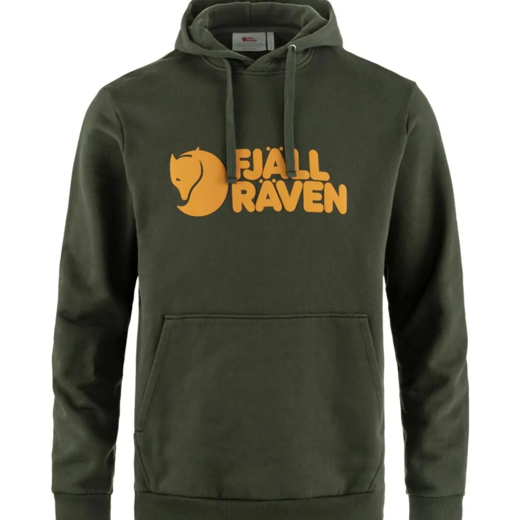 Outdoor Trui-Fjällräven Logo hoodie heren deep forest