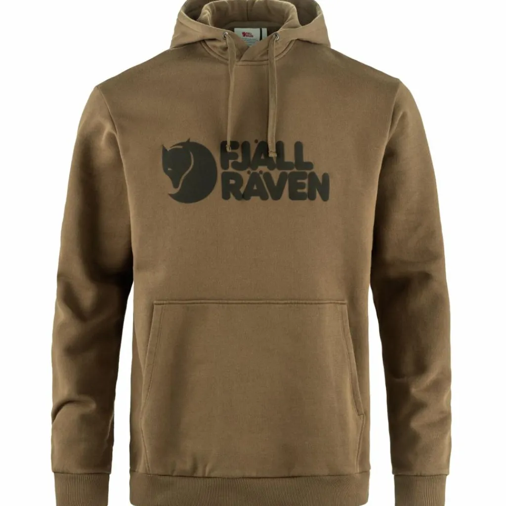 Fjällräven Logo hoodie heren wood brown< Outdoor Trui