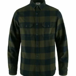 Fjällräven Ovik Heavy Flannel overhemd heren deep forest dark navy< Outdoor Shirt