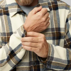 Outdoor Shirt-Fjällräven Singi Flannel overhemd heren chalk white dark navy