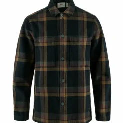 Fjällräven Singi Flannel overhemd heren dark navy wood brown< Outdoor Shirt