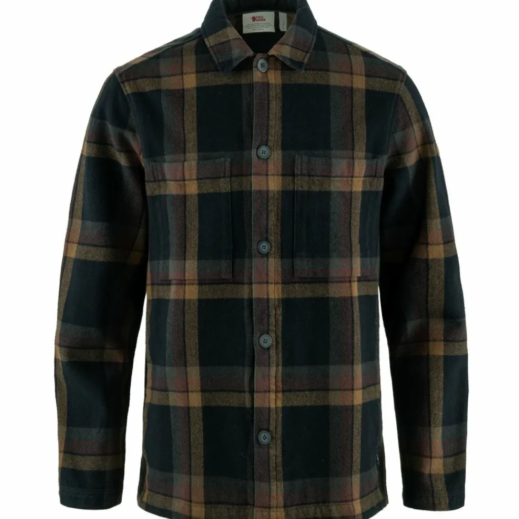 Fjällräven Singi Flannel overhemd heren dark navy wood brown< Outdoor Shirt