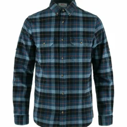 Fjällräven Singi Heavy Flannel overhemd heren dark navy indigo blue< Outdoor Shirt