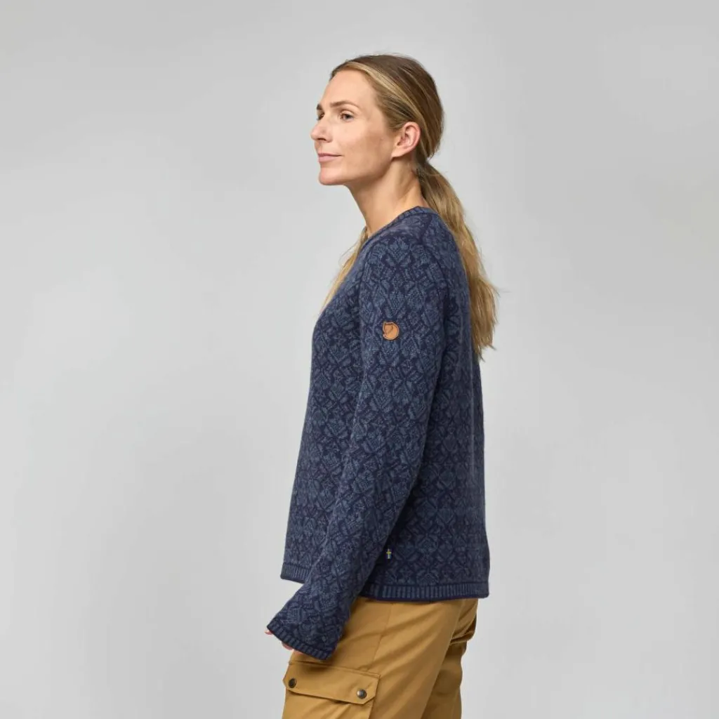 Outdoor Trui-Fjällräven Snow Round Neck sweater dames dark navy