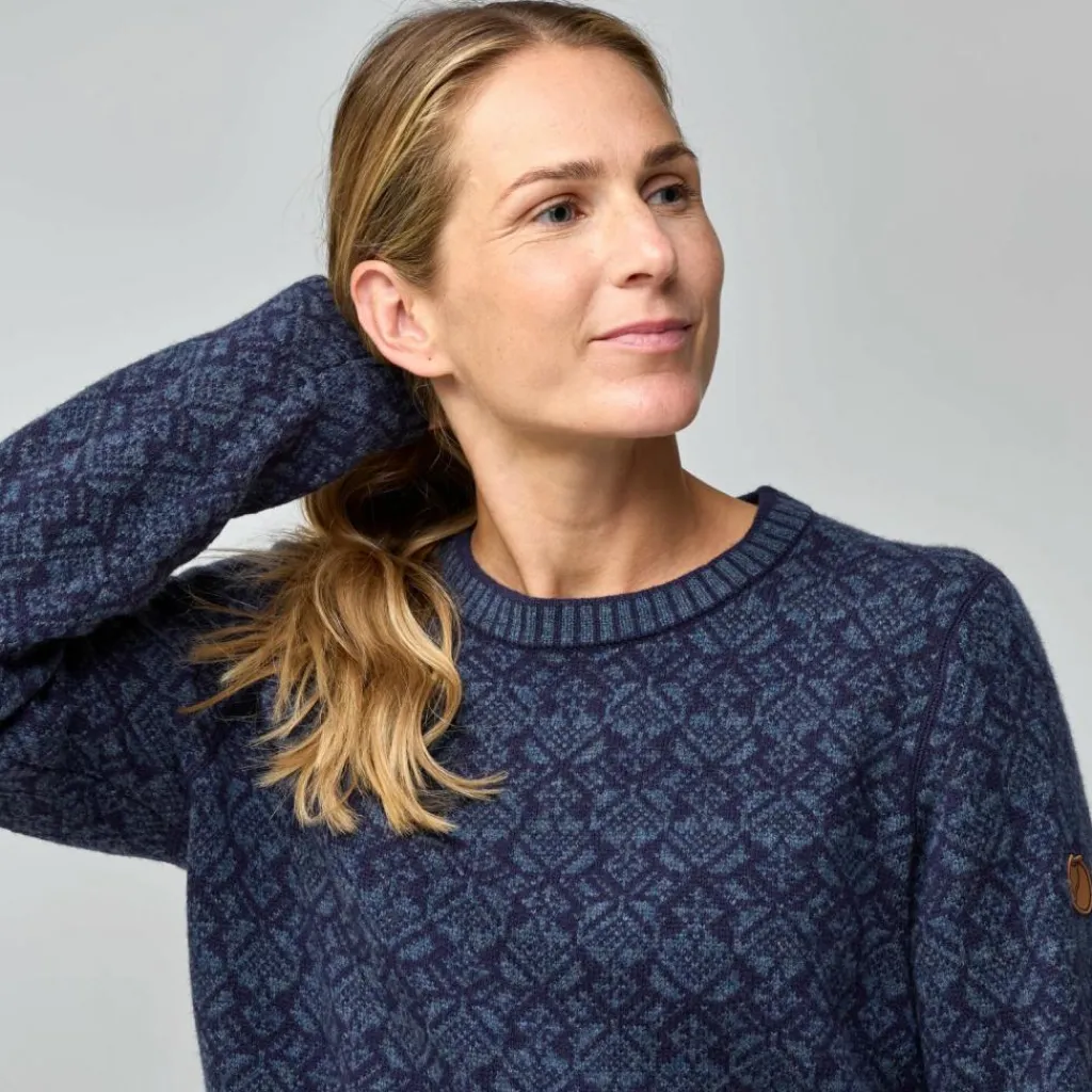 Outdoor Trui-Fjällräven Snow Round Neck sweater dames dark navy