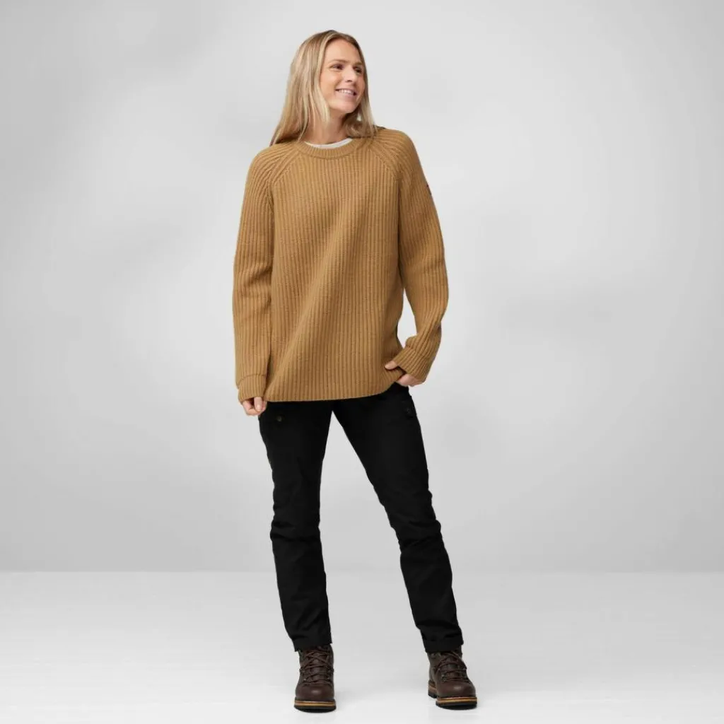 Outdoor Trui-Fjällräven Övik Rib sweater dames buckwheat brown