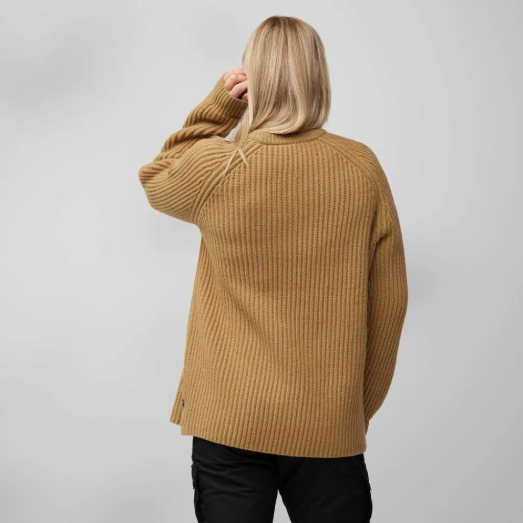 Outdoor Trui-Fjällräven Övik Rib sweater dames buckwheat brown