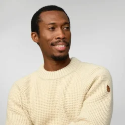 Outdoor Trui-Fjällräven Övik Waffle Knit trui heren light beige