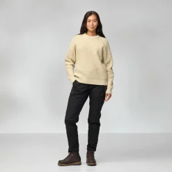 Fjällräven Övik Waffle Knit sweater dames light beige< Outdoor Trui