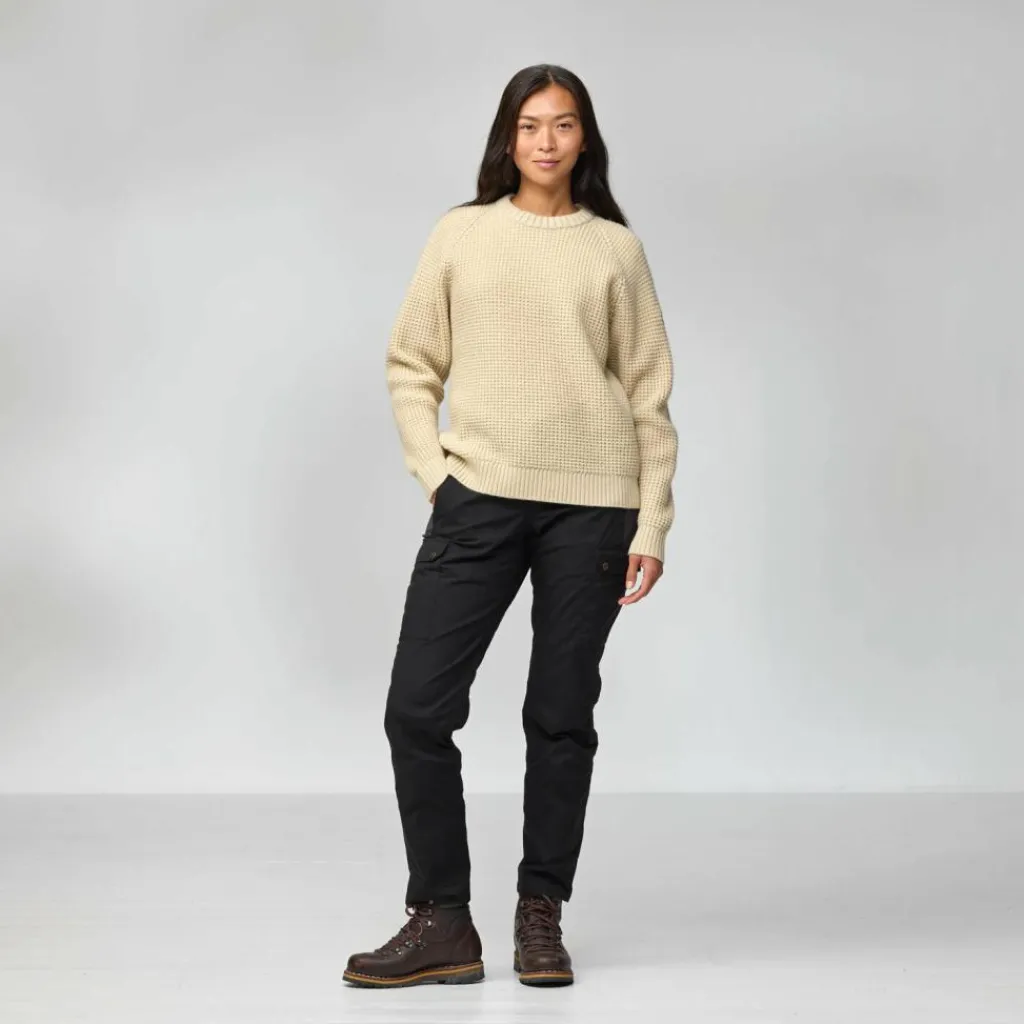 Fjällräven Övik Waffle Knit sweater dames light beige< Outdoor Trui