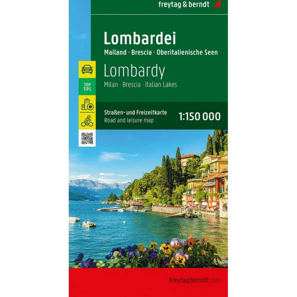 Reisboeken & Kaarten-Freytag & Berndt  Lombardije Milaan Brescia Italiaanse Meren  vrijetijds- en wegenkaart