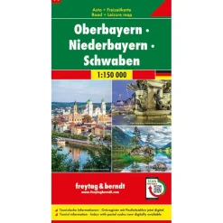 Reisboeken & Kaarten-Freytag & Berndt  Oberbayern Niederbayern Schwaben vrijetijds- en  wegenkaart