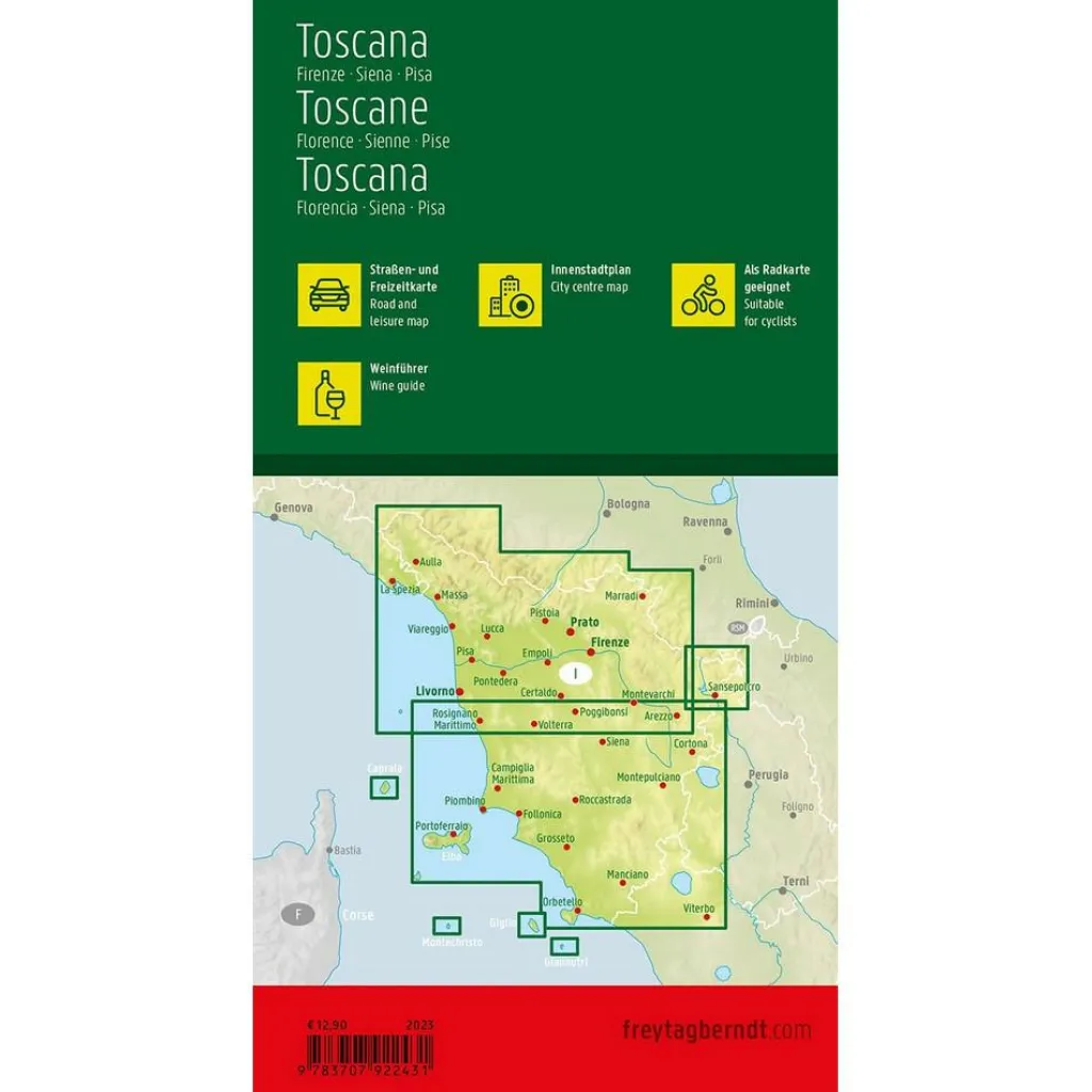 Freytag & Berndt Toscane Florence Siena Pisa vrijetijds- en wegenkaart< Reisboeken & Kaarten