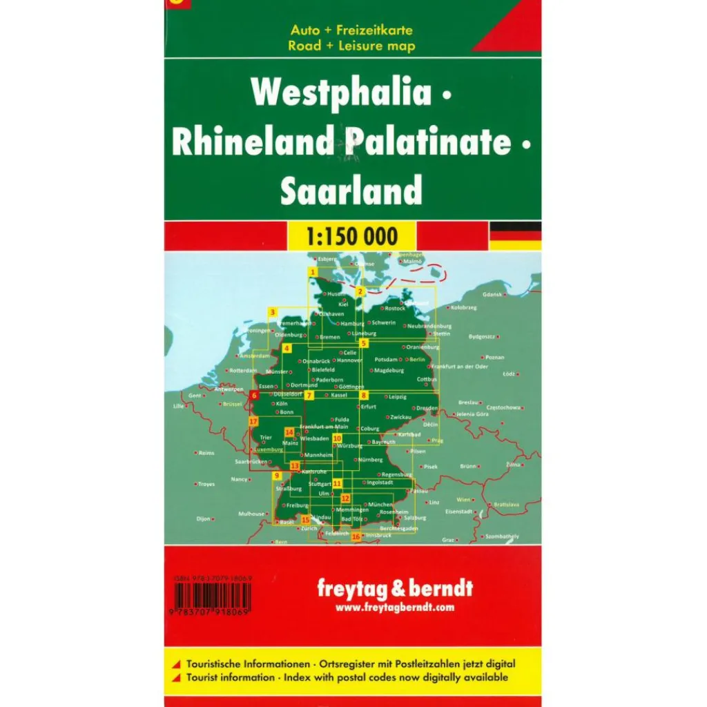 Freytag & Berndt Westfalen Rheinland Pfalz Saarland vrijetijds- en wegenkaart< Reisboeken & Kaarten