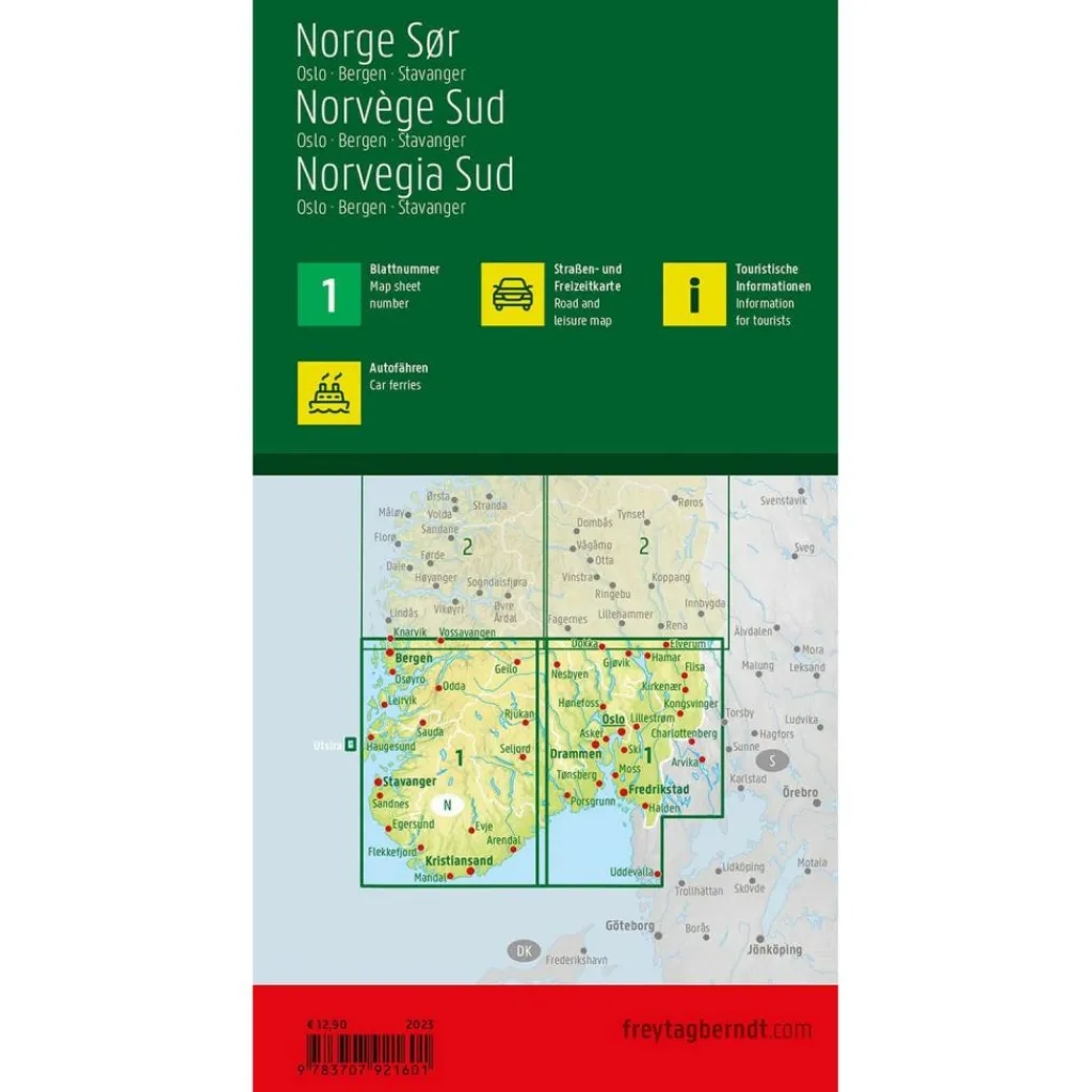 Freytag & Berndt Zuid-Noorwegen Oslo Bergen Stavanger vrijetijds- en wegenkaart< Reisboeken & Kaarten