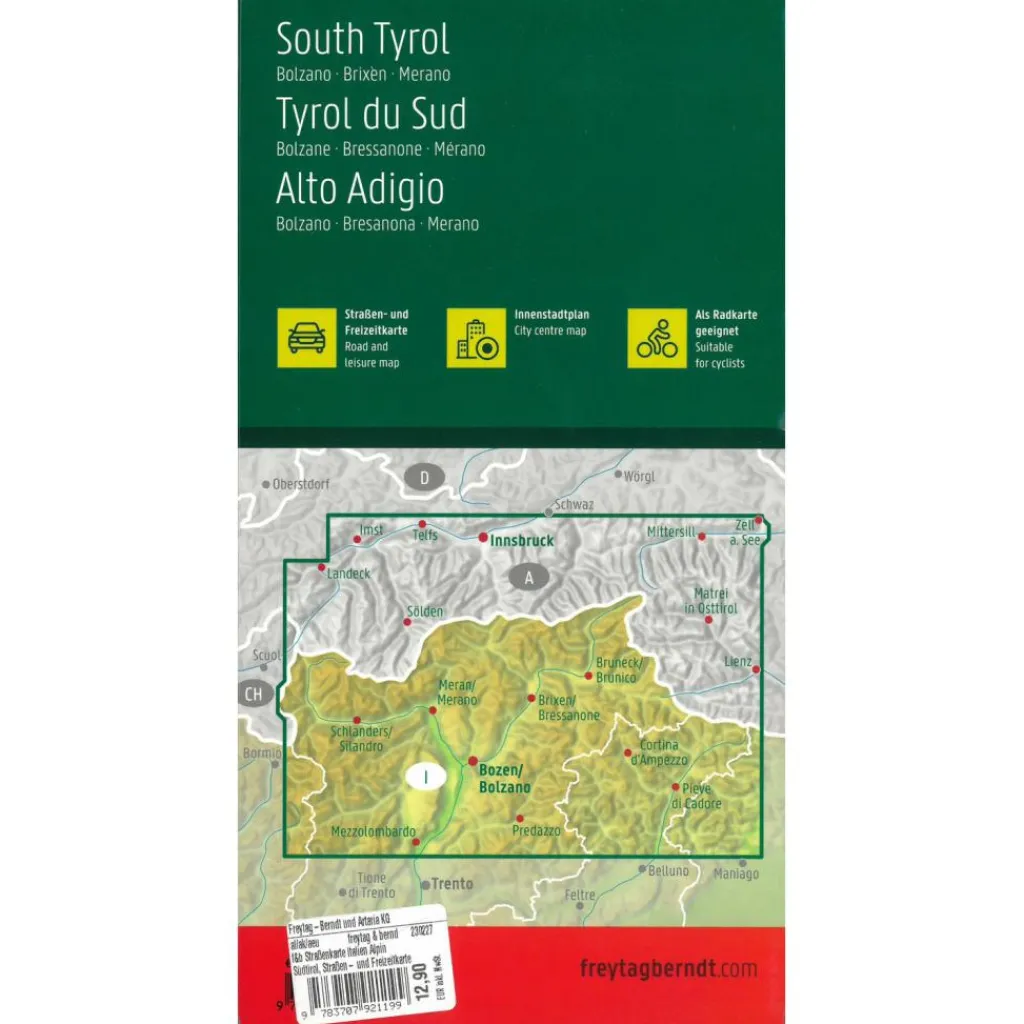 Reisboeken & Kaarten-Freytag & Berndt  Zuid-Tirol Bozen Brixen Meran vrijetijds- en  wegenkaart