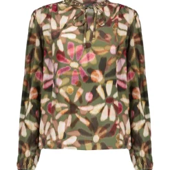 Geisha blouse dames green red< Shirts, Polo's & Blouses