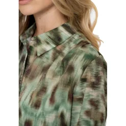 Geisha blouse dames green brown< Shirts, Polo's & Blouses