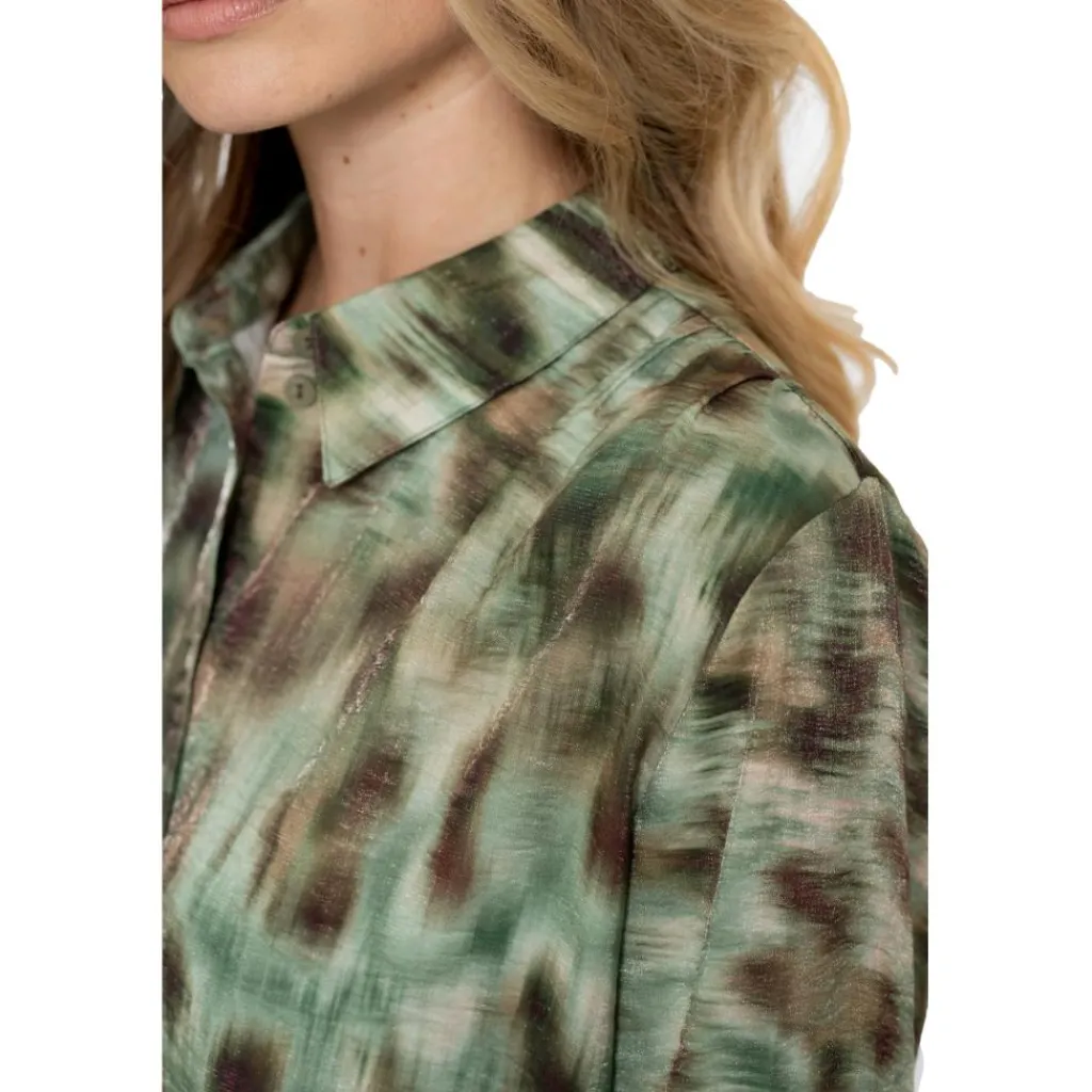 Geisha blouse dames green brown< Shirts, Polo's & Blouses
