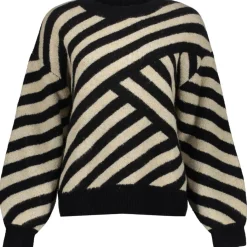 Truien & Vesten-Geisha sweater dames sand black