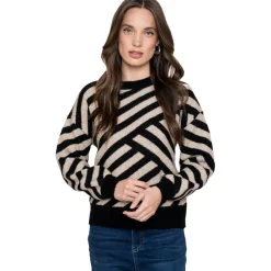 Truien & Vesten-Geisha sweater dames sand black