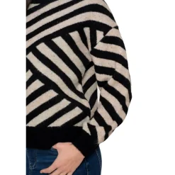Truien & Vesten-Geisha sweater dames sand black