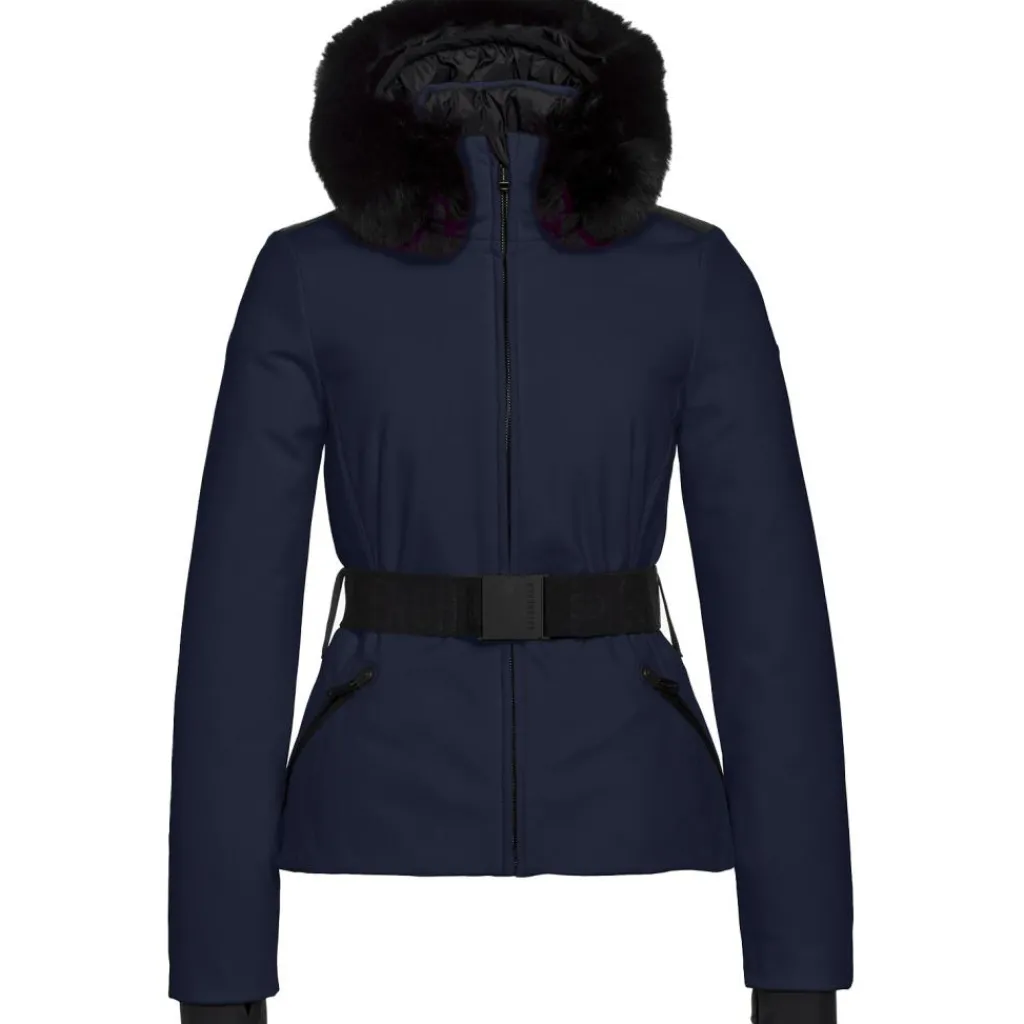 Ski Jassen|Wintersport-Goldbergh HIDA FAUX BORDER softshell winterjas dames french blue