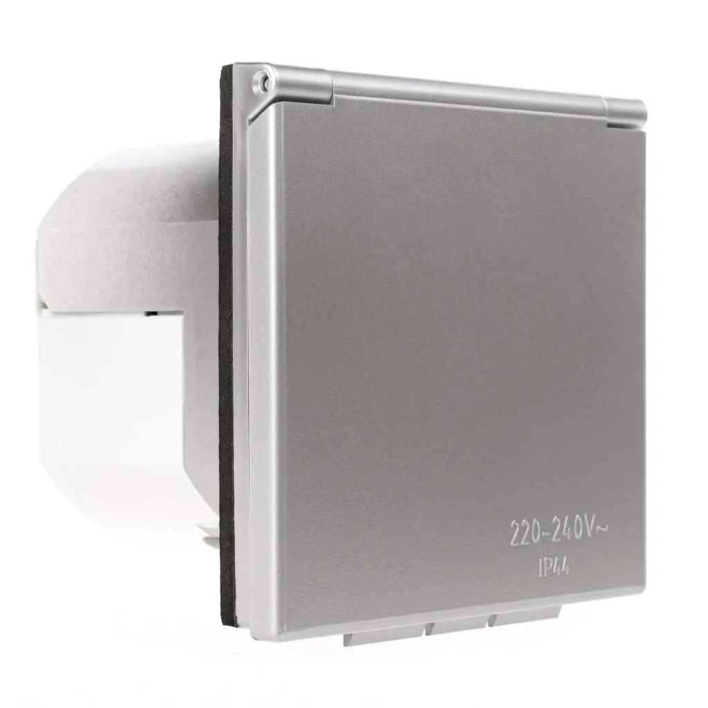 Camping Elektra-Haba CEE invoerdoos vierkant zilvergrijs