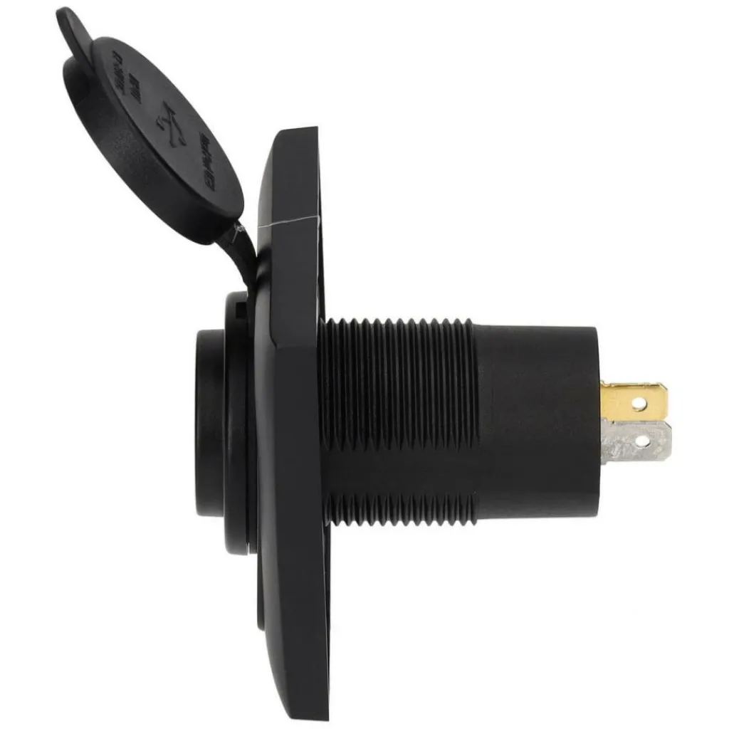 Haba C-line Power Line 2x USB-C PD 36W lader wandcontactdoos met klep black< Camping Elektra