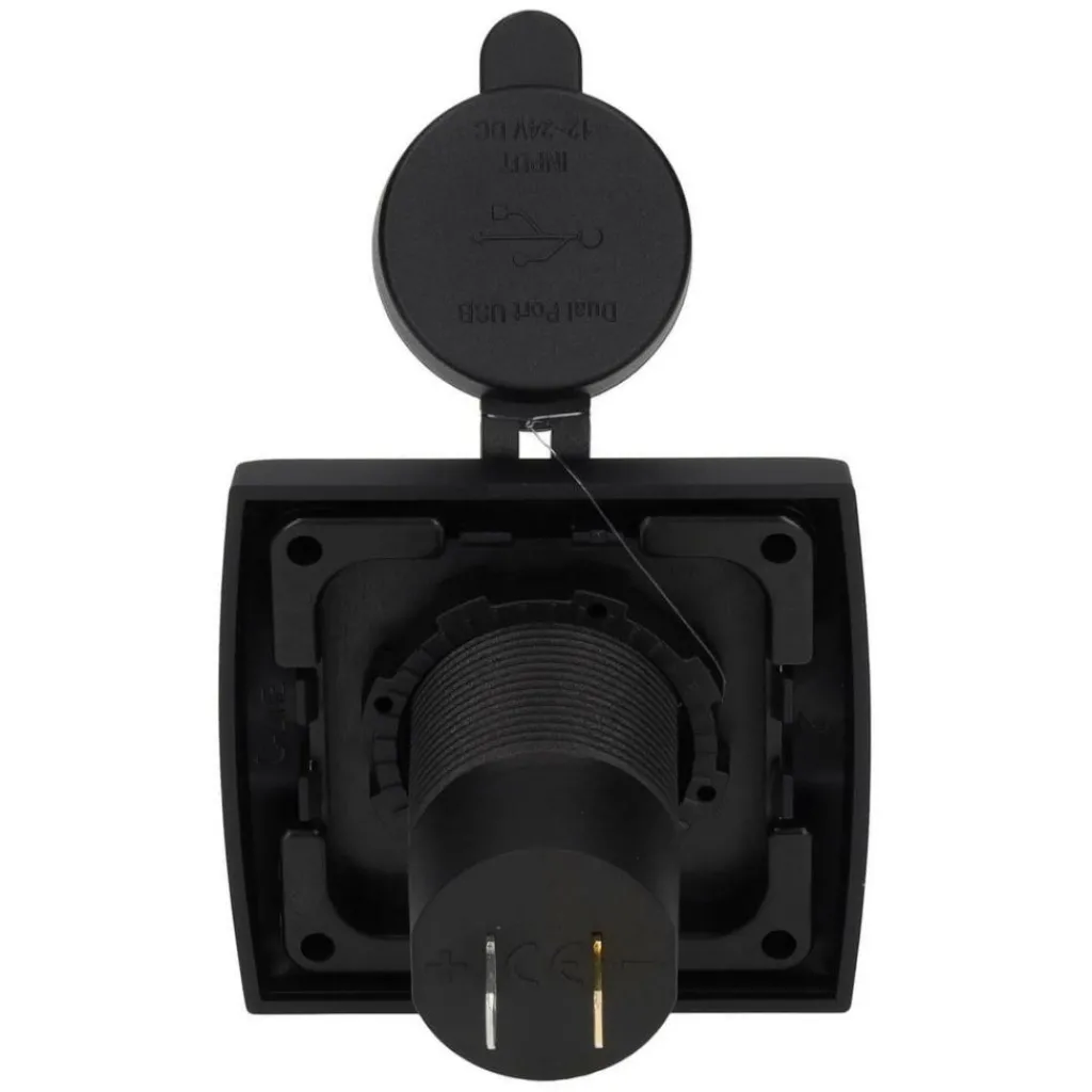 Haba C-line Power Line 2x USB-C PD 36W lader wandcontactdoos met klep black< Camping Elektra