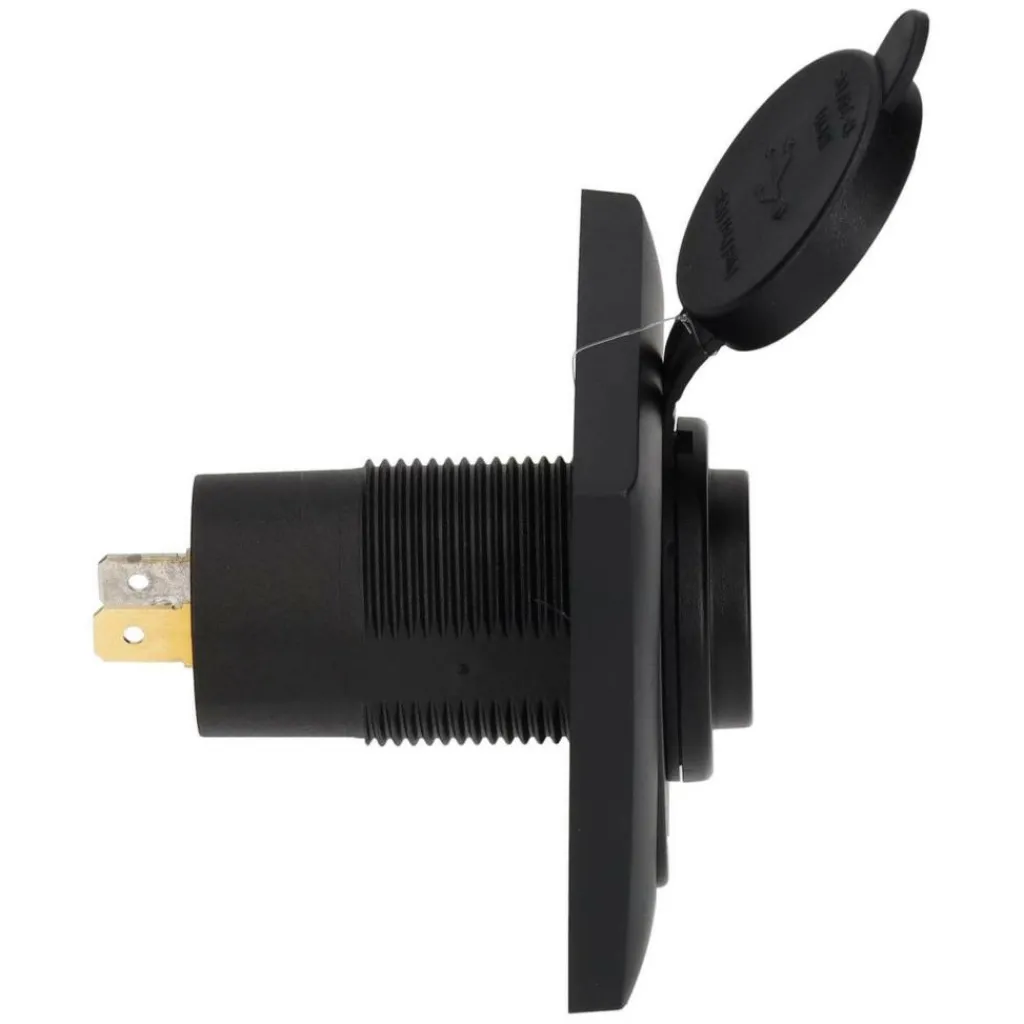 Haba C-line Power Line 2x USB-C PD 36W lader wandcontactdoos met klep black< Camping Elektra