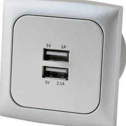 Haba C-line 12V USB contactdoos zilver< Camping Elektra