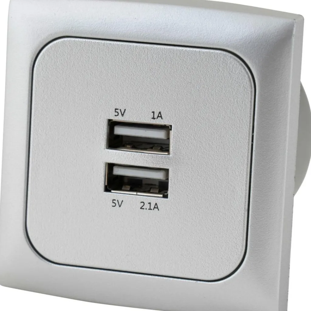 Haba C-line 12V USB contactdoos zilver< Camping Elektra