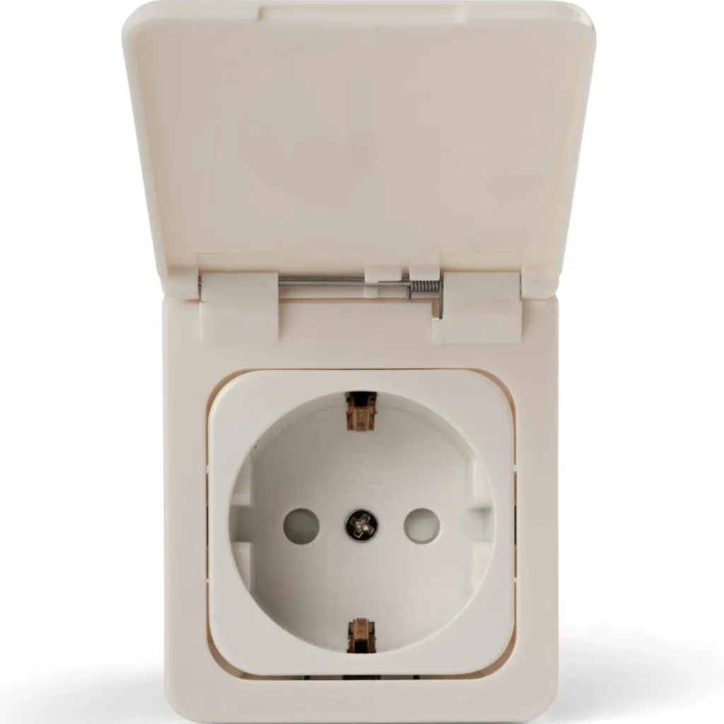 Haba C-line wandcontactdoos met klep wit< Camping Elektra