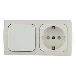 Camping Elektra-Haba C-line wandcontactdoos met schakelaar wit