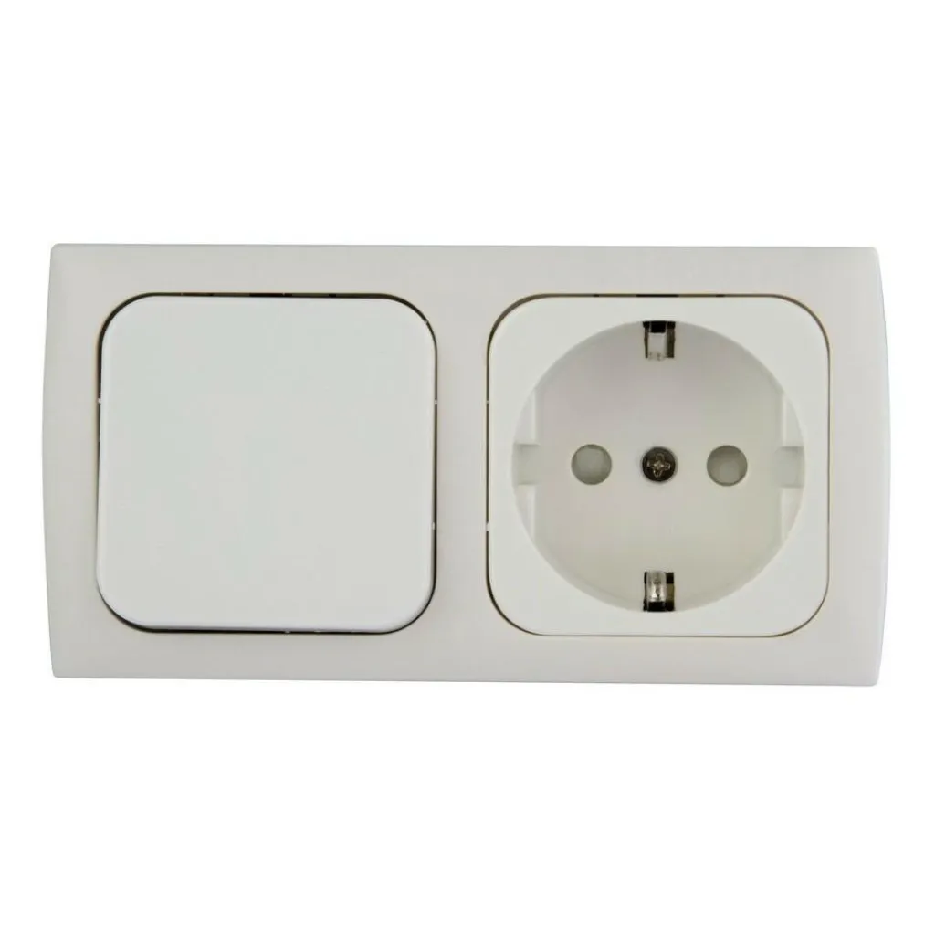 Camping Elektra-Haba C-line wandcontactdoos met schakelaar wit