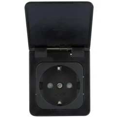 Camping Elektra-Haba C-line wandcontactdoos met klep zwart