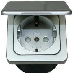 Camping Elektra-Haba C-line wandcontactdoos met klep zilver