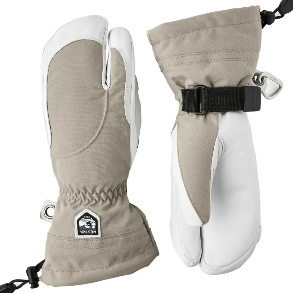 Hestra Heli Ski Lobster handschoenen dames khaki offwhite< Handschoenen & Wanten|Wintersport