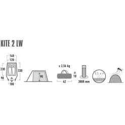 2-Persoons Tent|Tunneltenten-High Peak Kite 2 LW lichtgewicht tunneltent pesto red