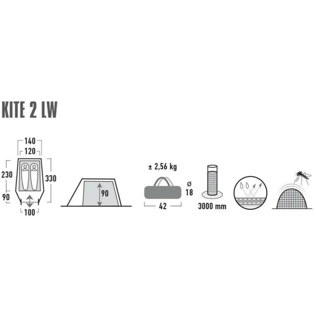 2-Persoons Tent|Tunneltenten-High Peak Kite 2 LW lichtgewicht tunneltent pesto red