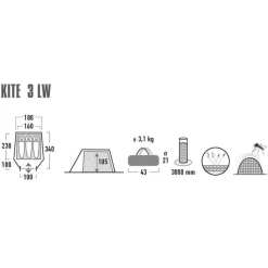 3-Persoons Tent|Tunneltenten-High Peak Kite 3 LW lichtgewicht tunneltent pesto red