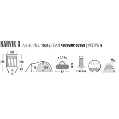 3-Persoons Tent|Bijzettenten-High Peak Narvik 3 koepeltent blue grey