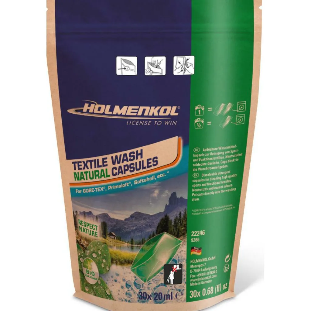 Onderhoud Kleding-Holmenkol Natural Wash wasmiddelcapsules 30 x 20 ml